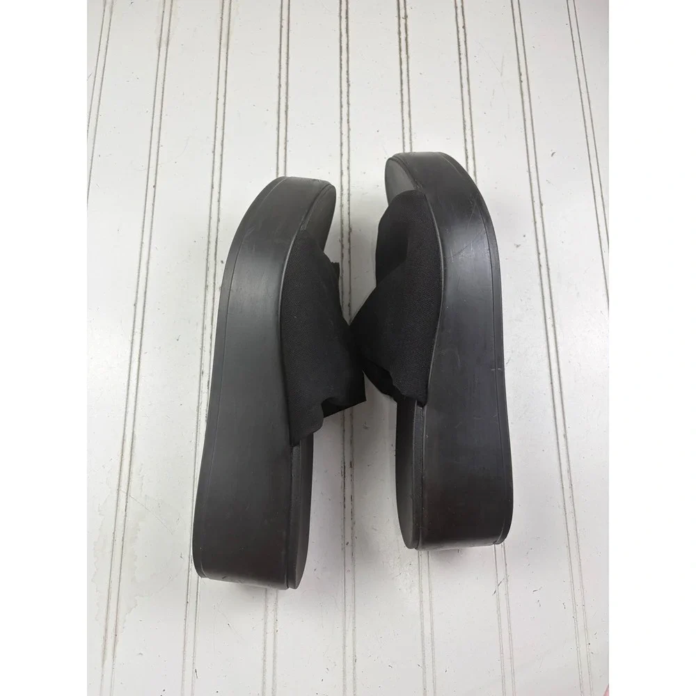 Bebe Vintage Y2K 90s Black Fabric Platform Slide Chunky Wedges Women's Size 11